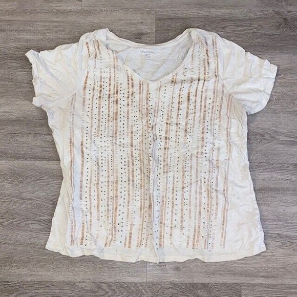 Lane Bryant Tops - LANE BRYANT Top Women's Size 18/20 SS Tee Shirt w/Rhinestone and Gold Stripes